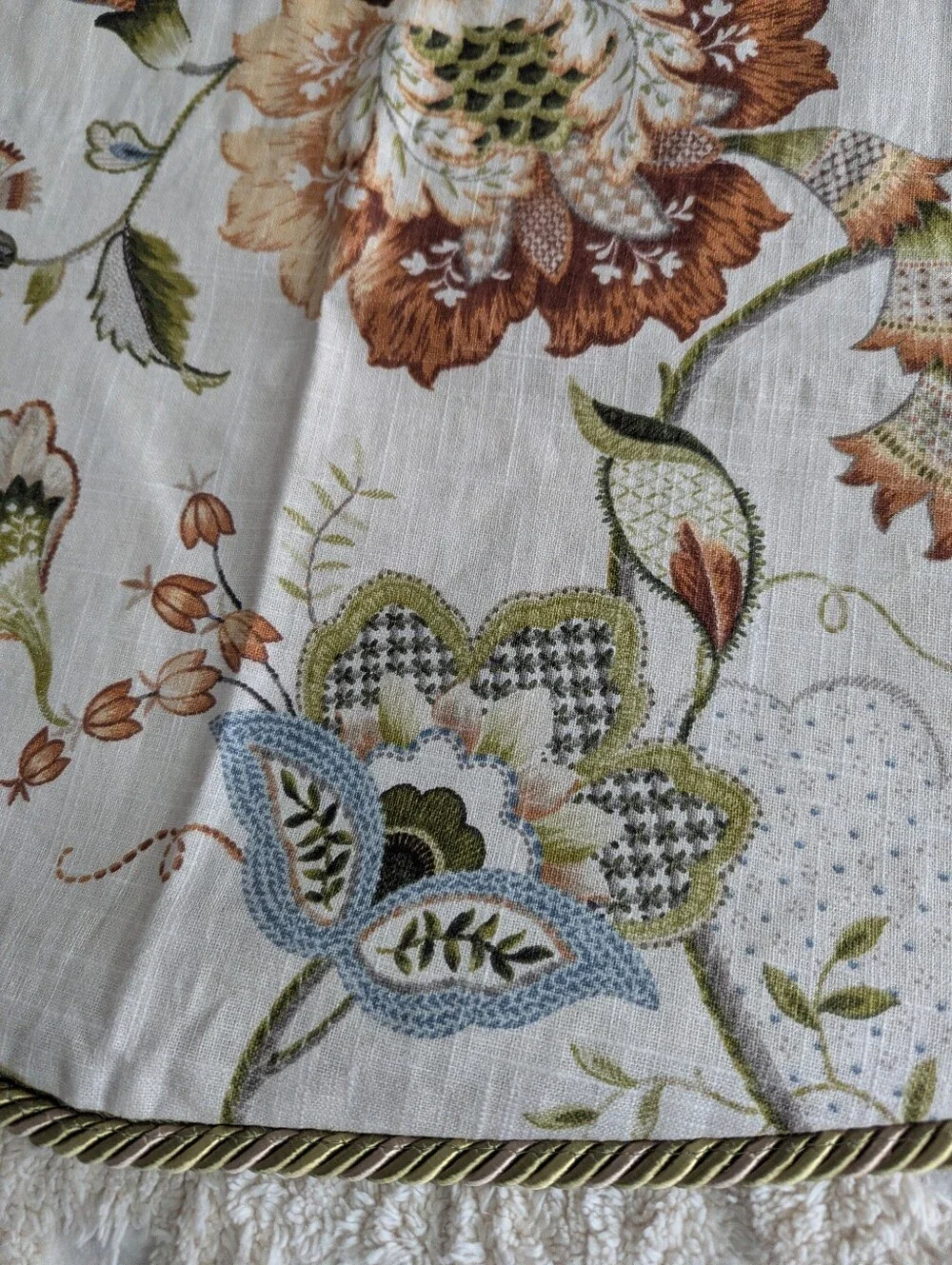 Vintage Garden Country Curtains Set Of Two Valances Jacobean Linen Blend Cottage